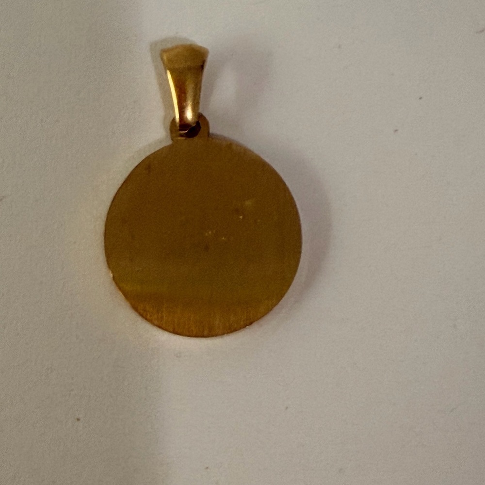 Stainless Steel Gold & Mother-of-Pearl “M” Initial Pendant Necklace - Picture 2 of 3